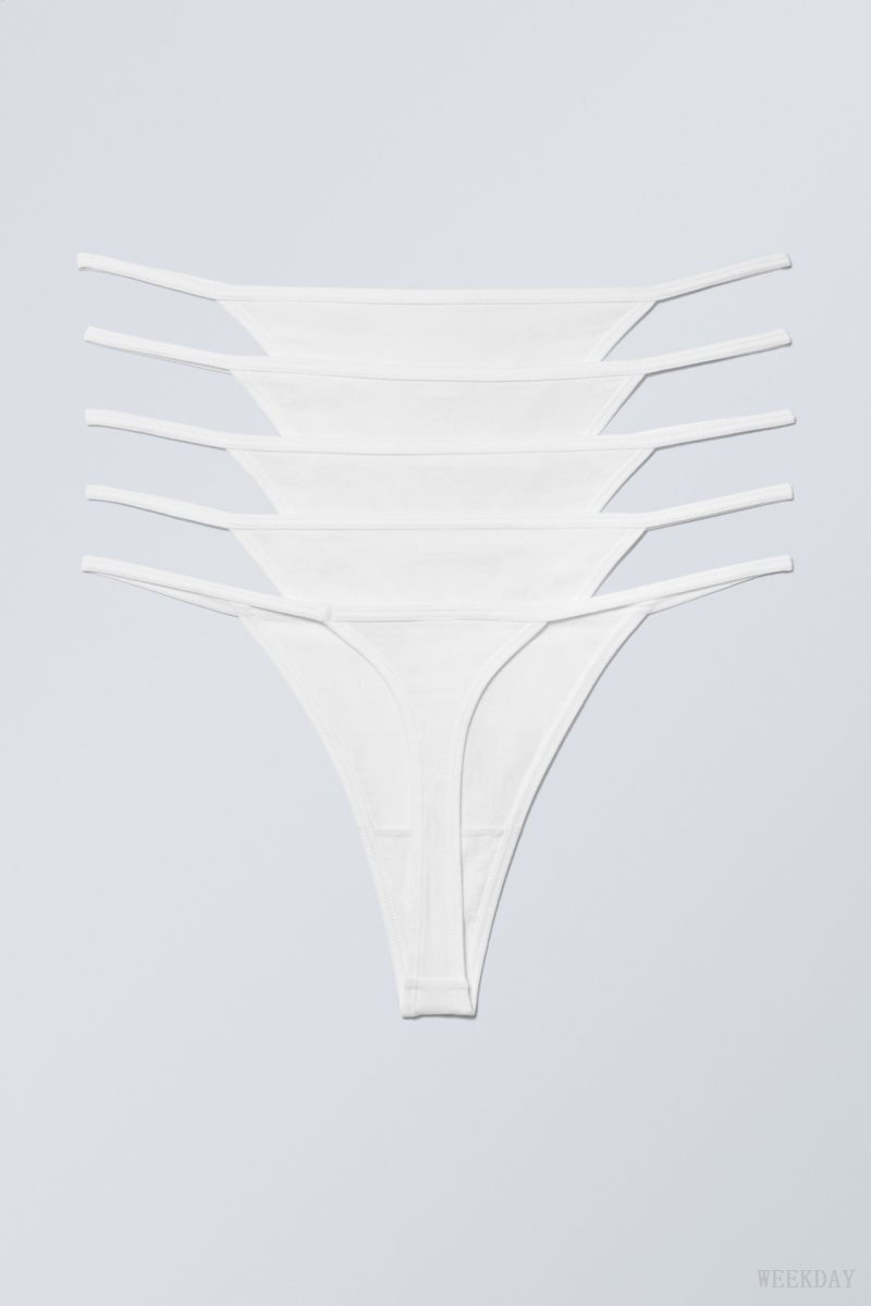 Weekday 5-pack Alex Cotton Tanga Thong Thong White | RUAZ7954