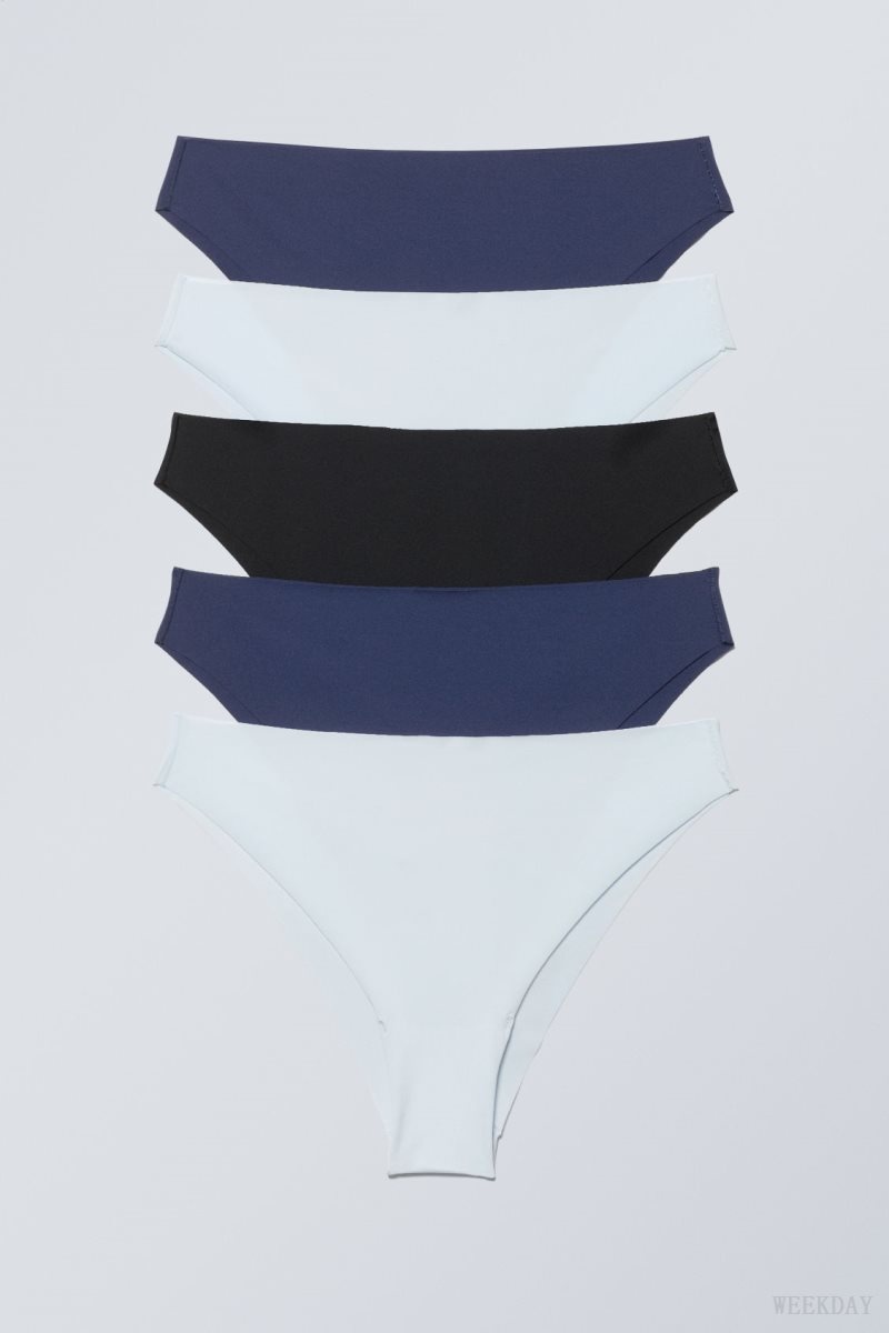 Weekday 5-pack Maya Seamless Briefs Briefs Blue | NXLL2696