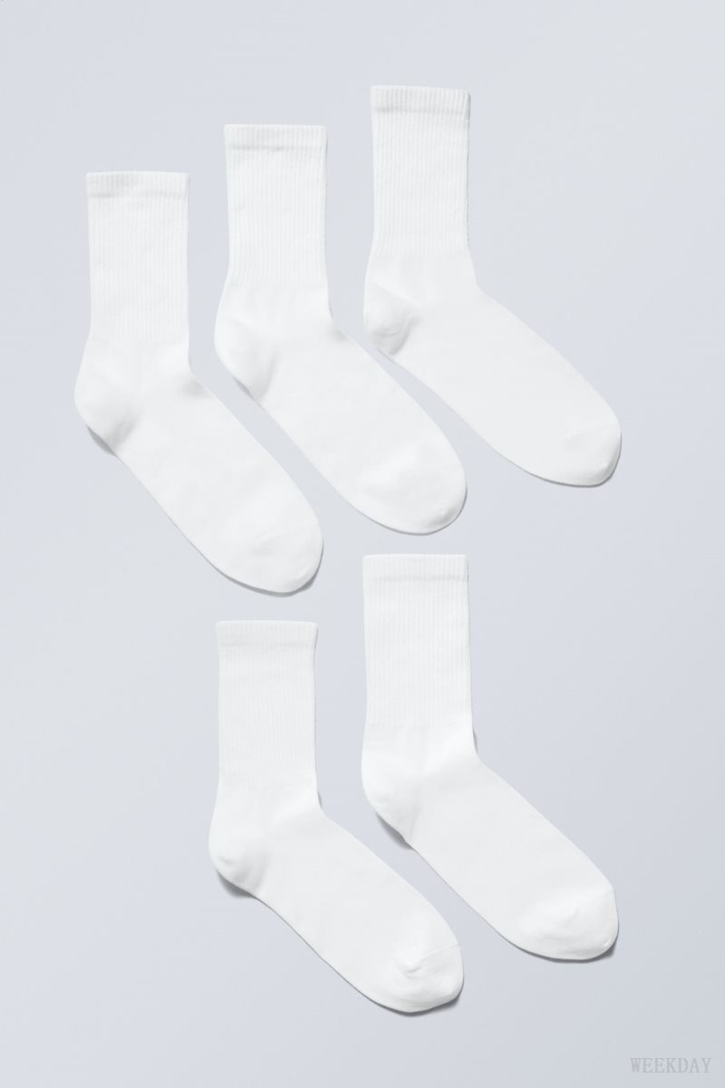 Weekday 5-pack Sport Socks White | OUOZ4326