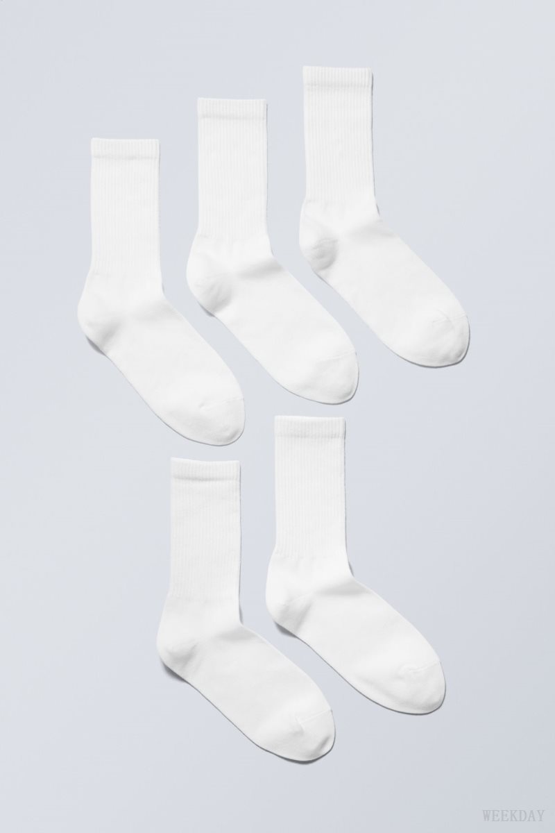 Weekday 5-pack Sport Socks White | PEXI0393