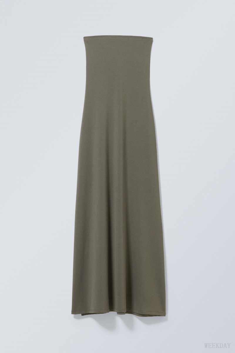 Weekday Act Tube Dress Dark Khaki | YGFZ2621