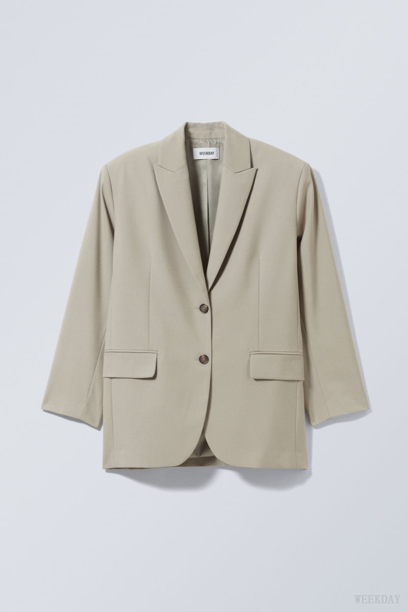 Weekday Aiden Oversized Blazer Khaki | ZTHU6136