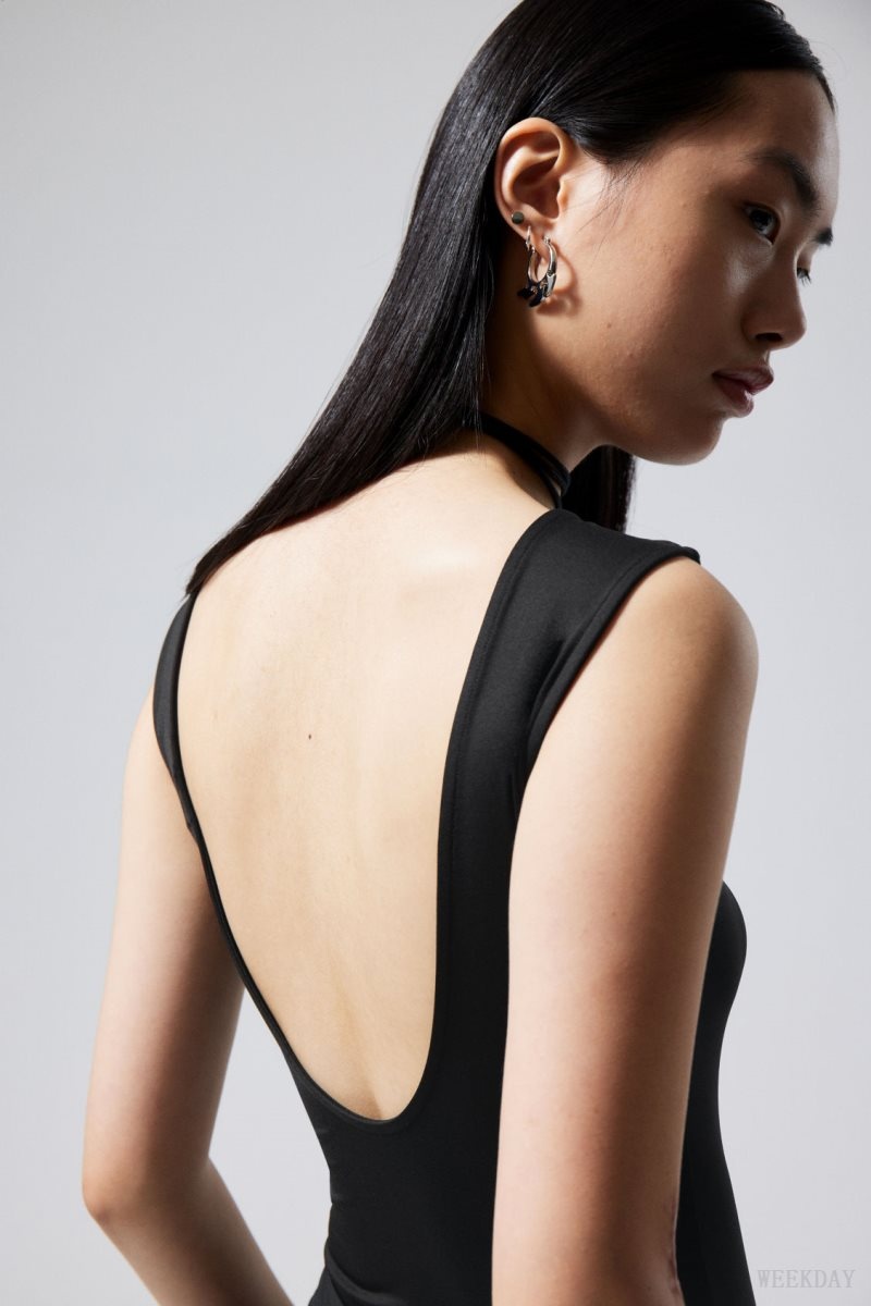 Weekday Alba Open Back Top Black | SOFI7194