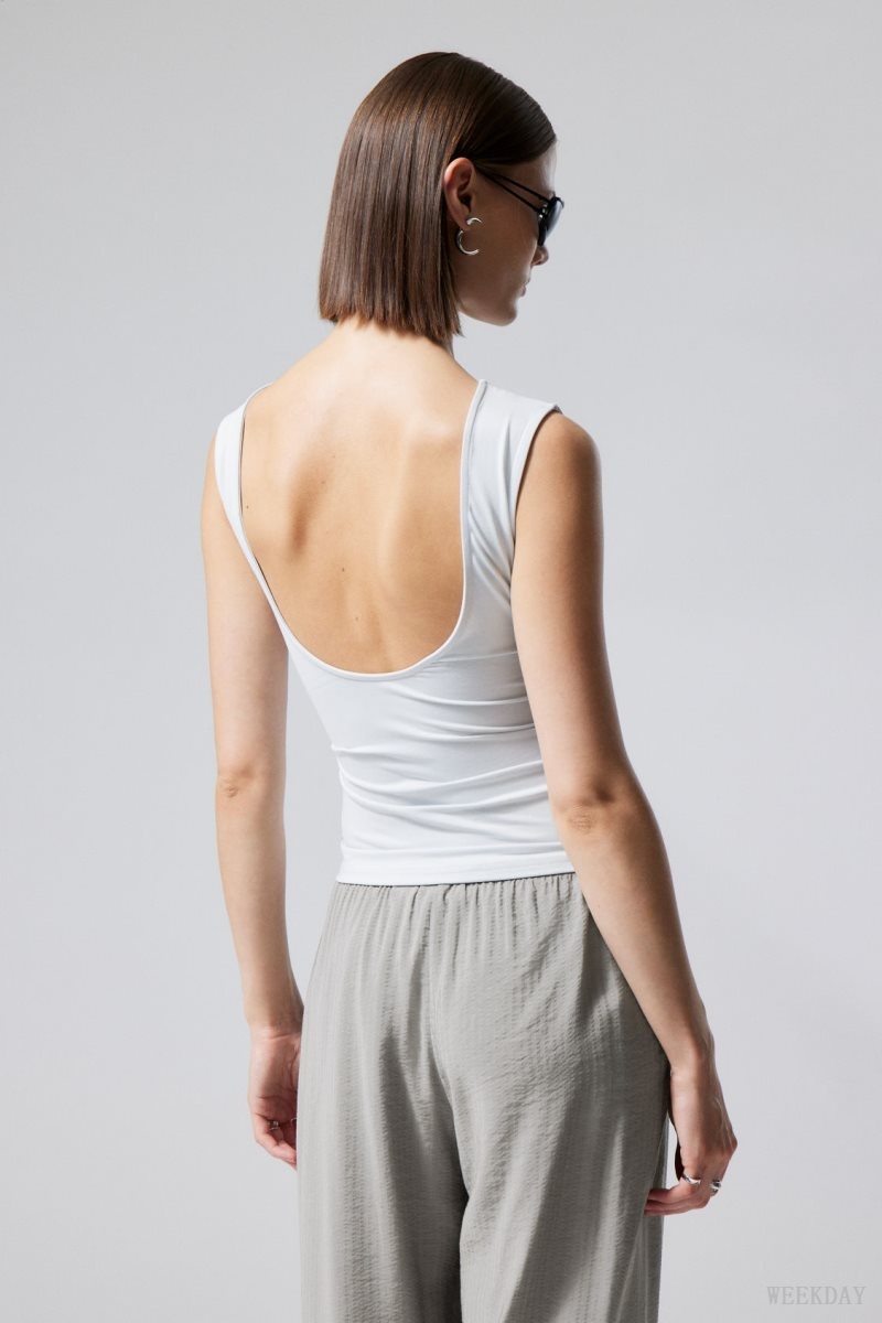 Weekday Alba Open Back Top Light Grey | EEOE4784