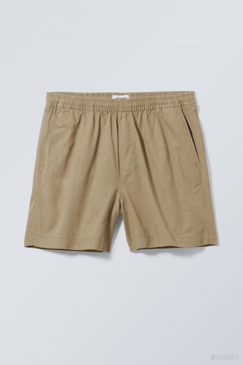 Weekday Alex Relaxed Shorts Dark Beige | WKYT9929