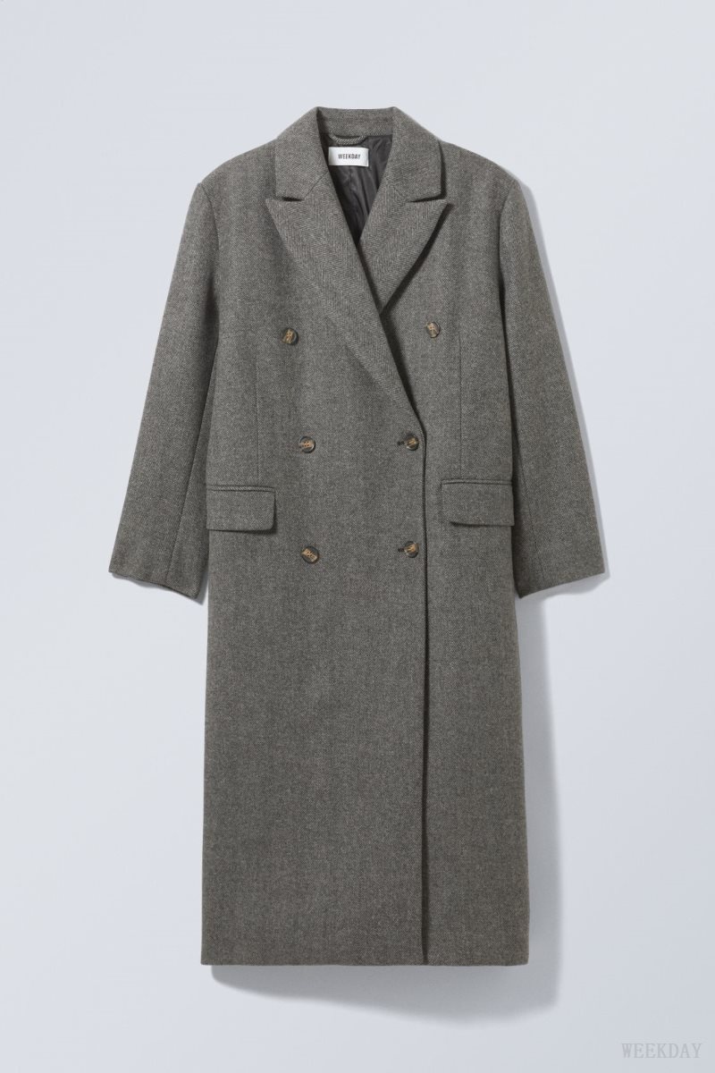 Weekday Alex Wool Blend Coat Grey | LGXO4488