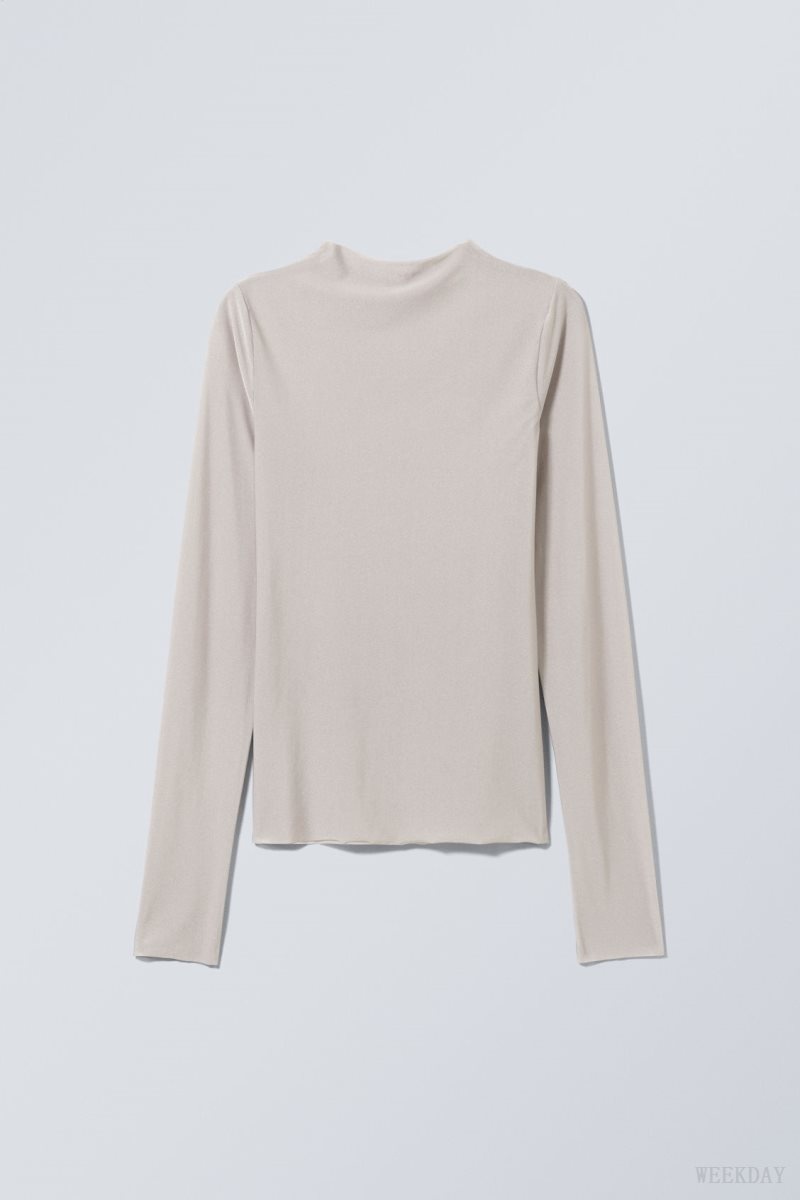 Weekday Allison Longsleeved Turtleneck Top Light Grey | GWCX9149