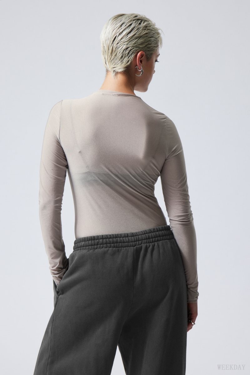 Weekday Allison Longsleeved Turtleneck Top Light Grey | GWCX9149