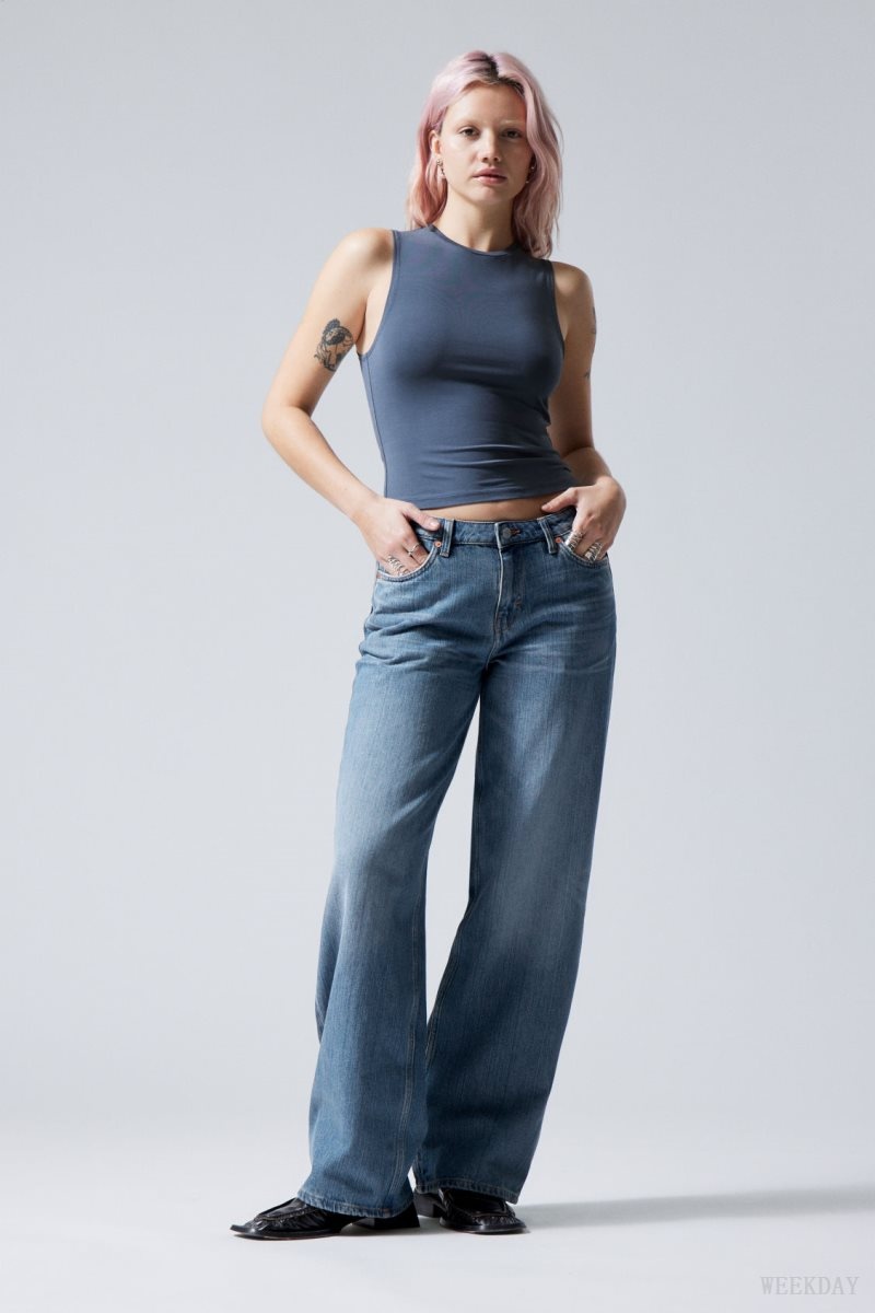 Weekday Ample Low Loose Jeans Blue | GJZK9522