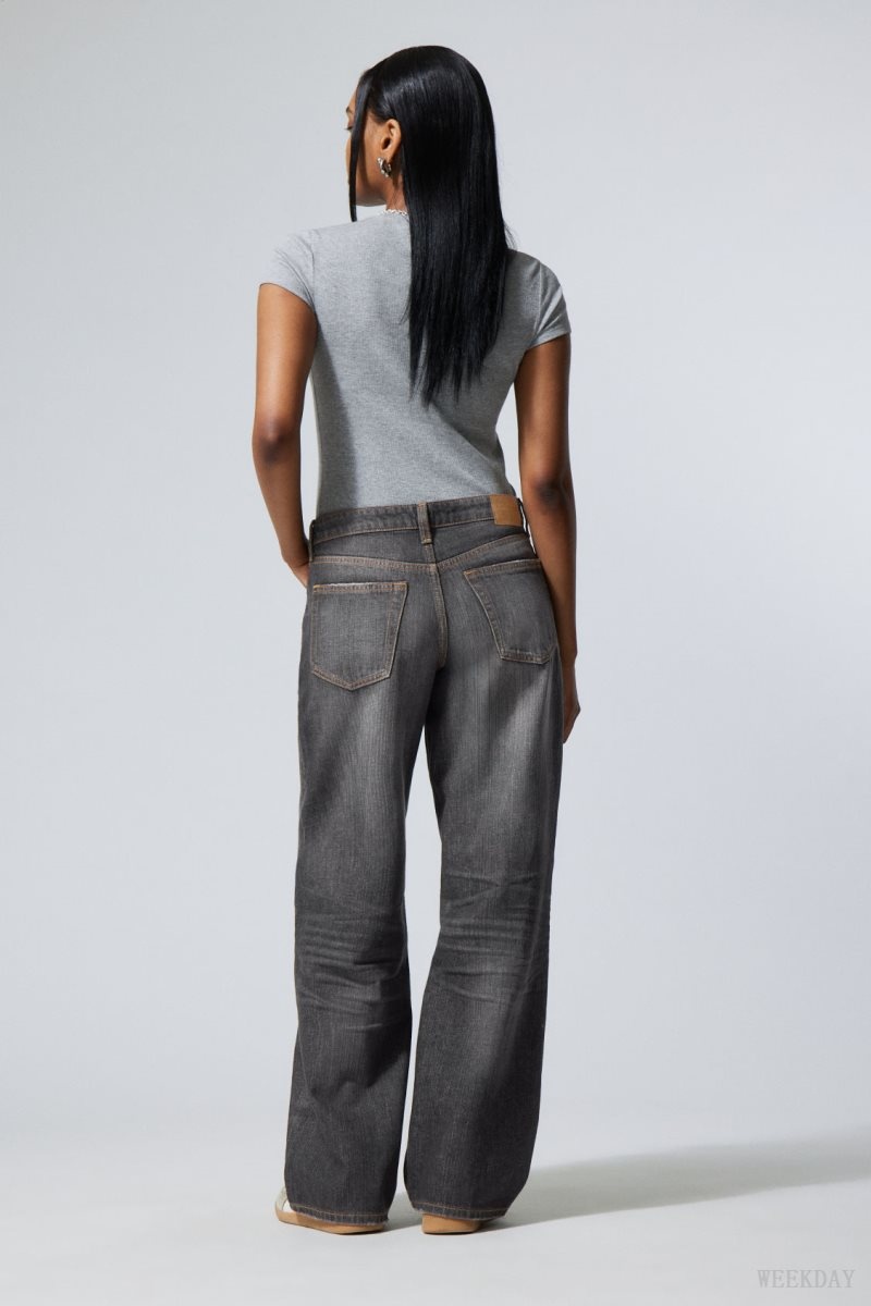 Weekday Ample Low Loose Jeans Grey Black | EAKD1825