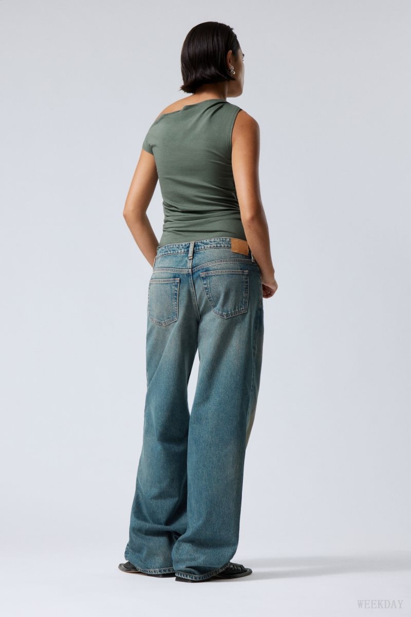 Weekday Ample Low Loose Jeans Grey Blue | FAOQ9360