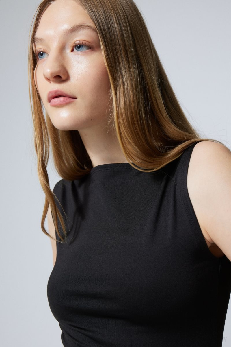 Weekday Annie Boatneck Sleeveless top Black | NKTI6852