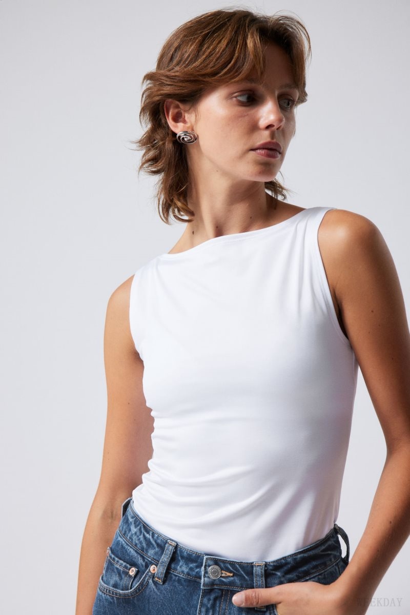 Weekday Annie Boatneck Sleeveless top White | NCRI4174