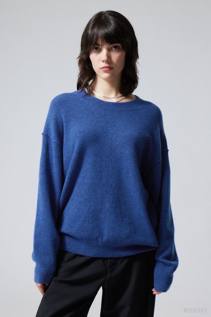 Weekday Annie Knit Sweater Blue | PTHD7263