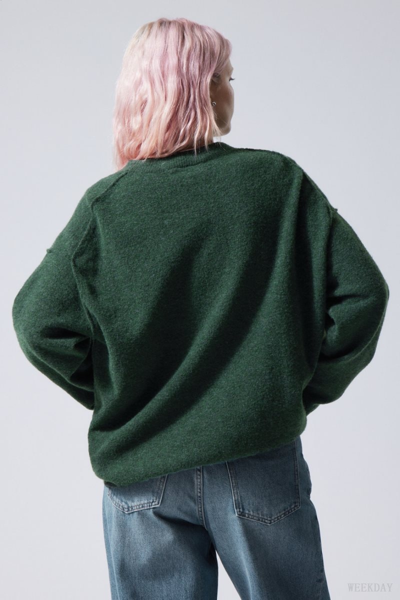 Weekday Annie Knit Sweater Dark Green | LWAV4403