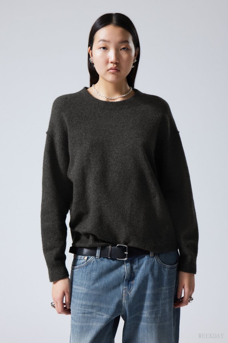 Weekday Annie Knit Sweater Dark Grey | CVSN3750