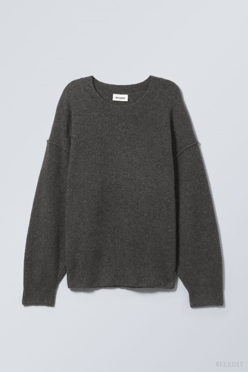 Weekday Annie Knit Sweater Dark Grey | CVSN3750