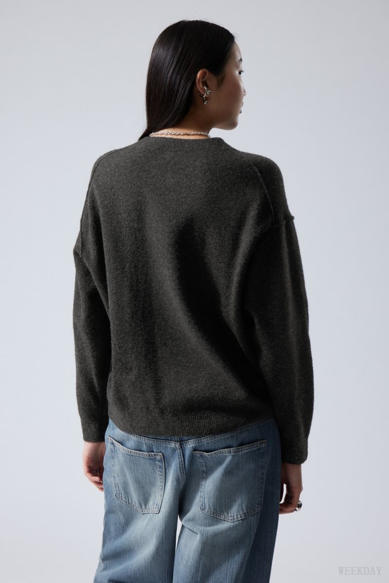 Weekday Annie Knit Sweater Dark Grey | CVSN3750