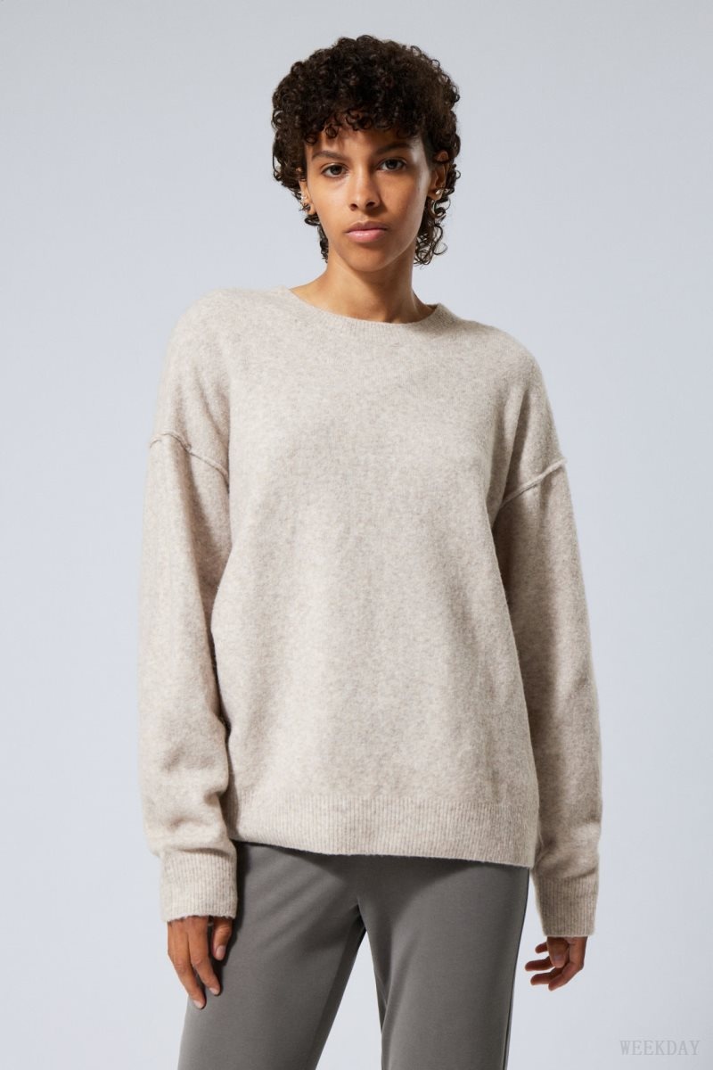 Weekday Annie Knit Sweater Light Mole | FPNN4357