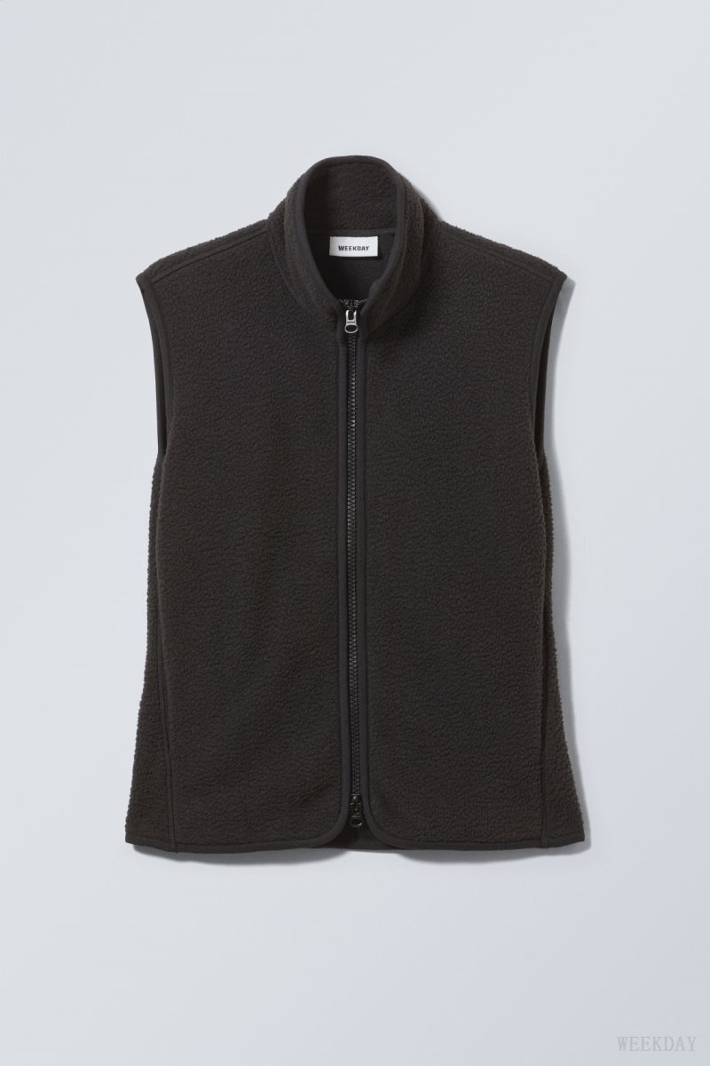 Weekday Any Fleece Vest Black | KGRT8518