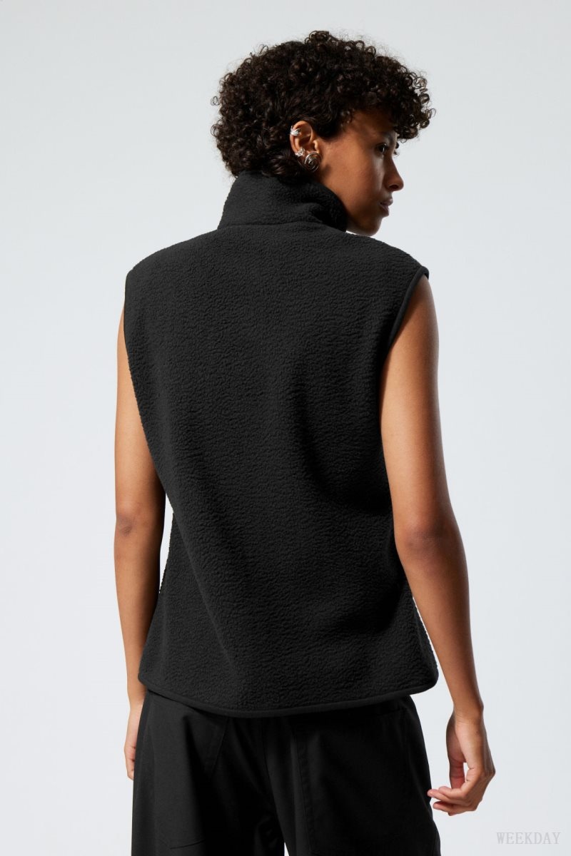 Weekday Any Fleece Vest Black | KGRT8518