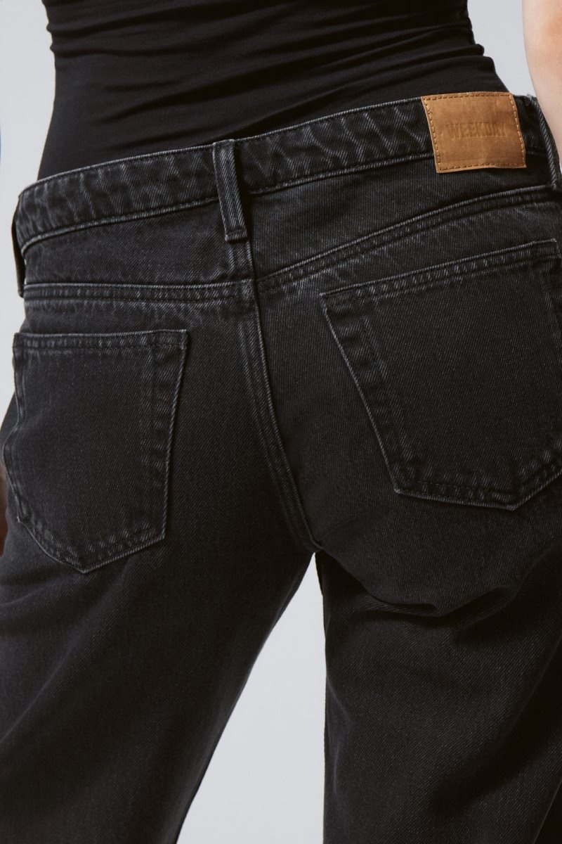 Weekday Arrow Low Straight Jeans Black | WZHS4273