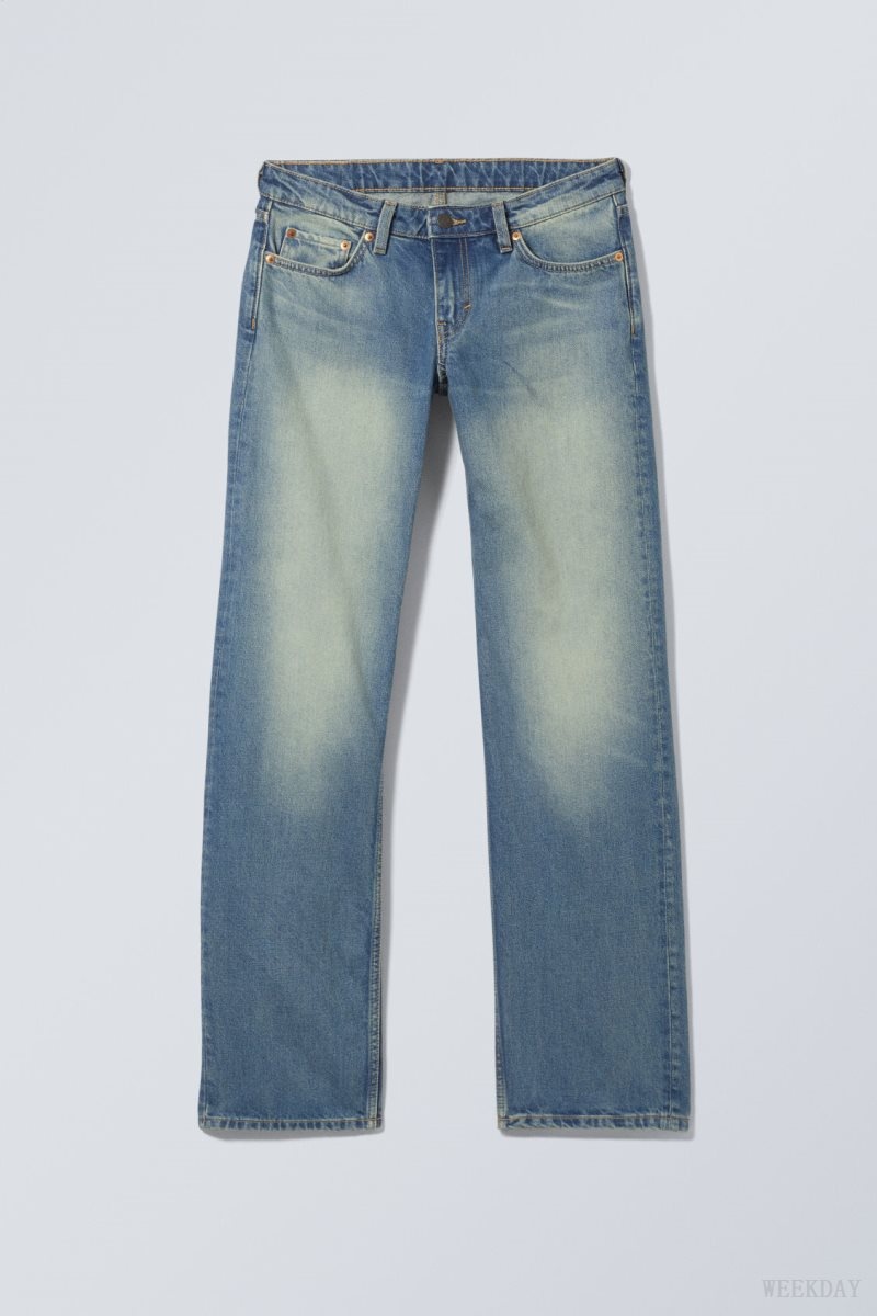 Weekday Arrow Low Straight Jeans Blue | CWLX1593