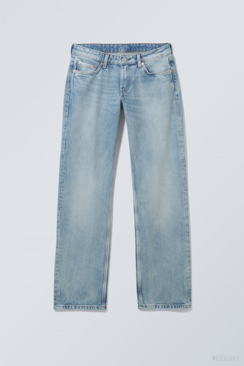 Weekday Arrow Low Straight Jeans Blue | JSLJ0866