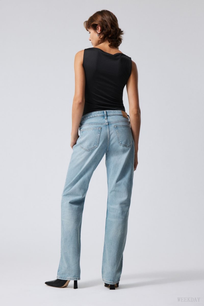 Weekday Arrow Low Straight Jeans Blue | JSLJ0866