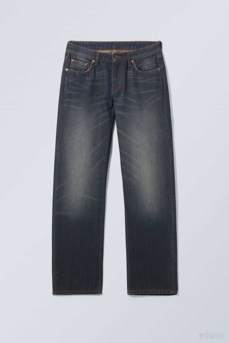 Weekday Arrow Low Straight Jeans Blue | PEYE4818