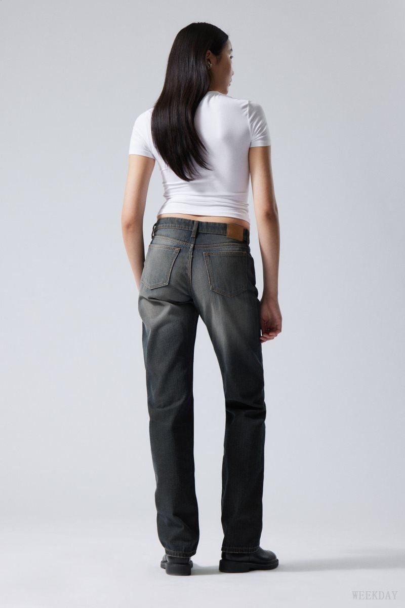 Weekday Arrow Low Straight Jeans Blue | PEYE4818