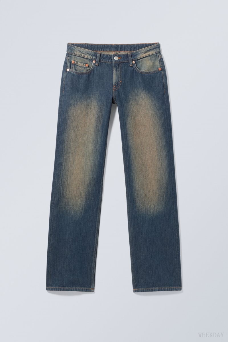 Weekday Arrow Low Straight Jeans Blue | SKZR6367