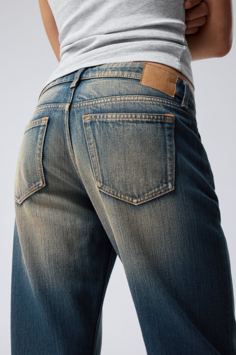 Weekday Arrow Low Straight Jeans Blue | SKZR6367