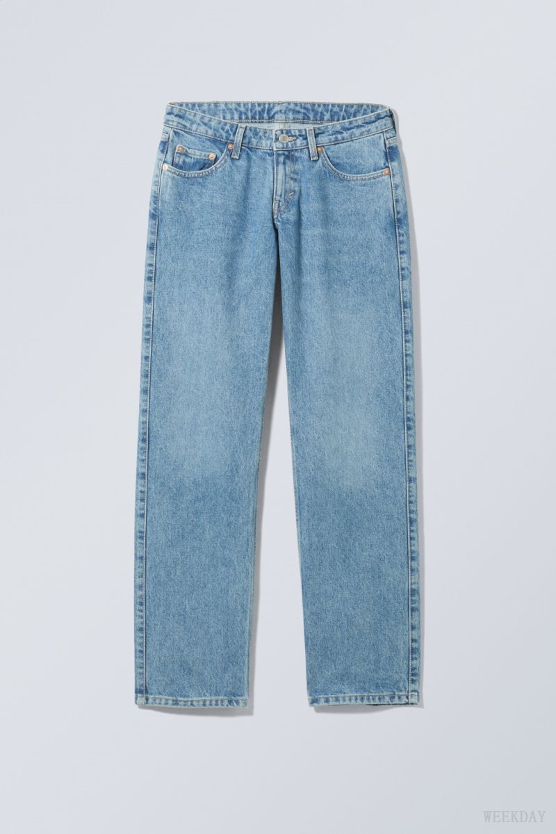 Weekday Arrow Low Straight Jeans Blue | TVWE6217