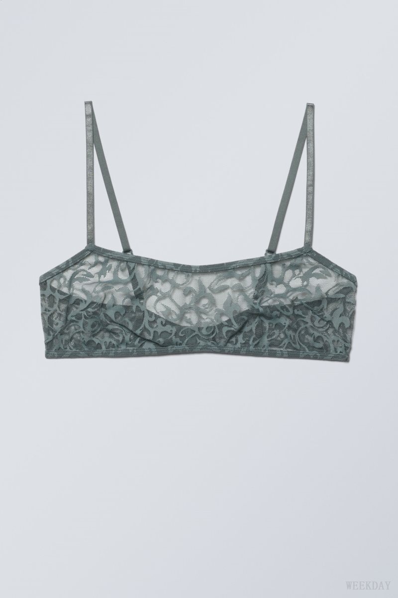 Weekday Ash Lace Semi Scooped Bra Bra Grey | YESY9454