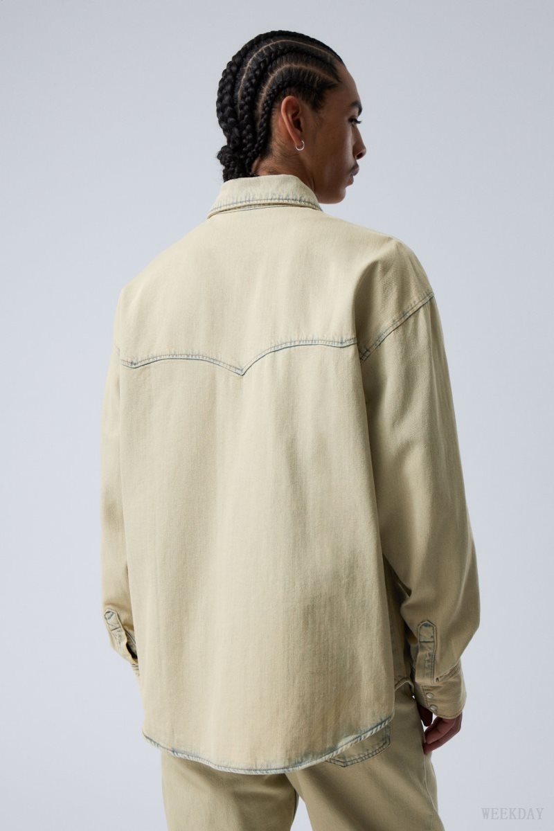 Weekday Ash Longsleeve Denim Shirt Sunbleached | ORRK4370