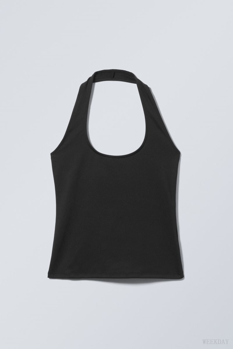 Weekday Astrid Halterneck Top Black | EBNL2500