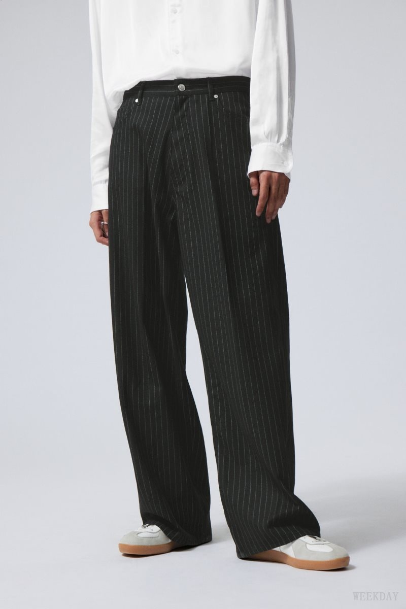 Weekday Astro Baggy Suit Trousers Black | QJUL3342