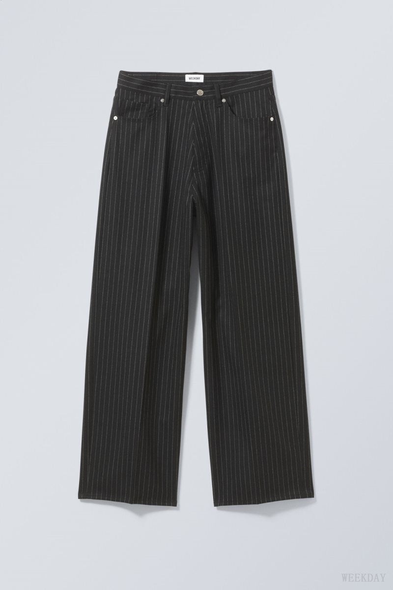 Weekday Astro Baggy Suit Trousers Black | QJUL3342