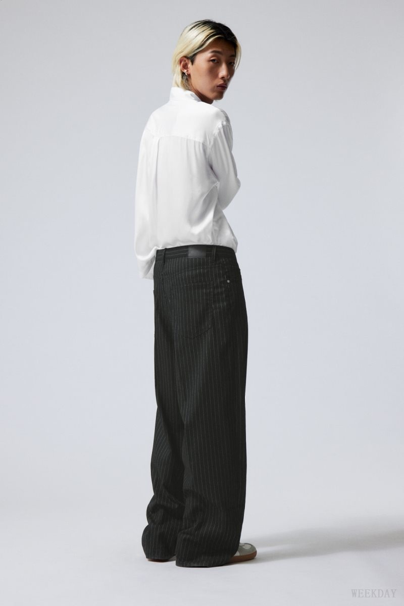 Weekday Astro Baggy Suit Trousers Black | QJUL3342