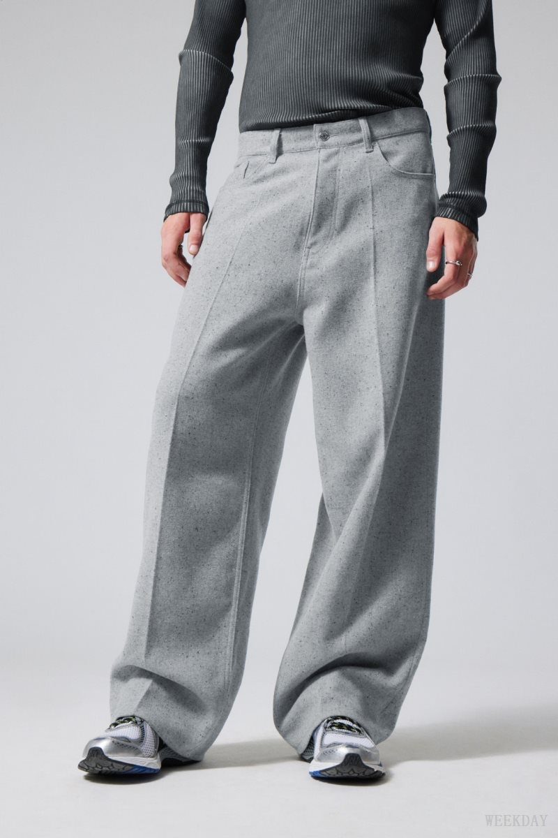 Weekday Astro Baggy Suit Trousers Light Grey | MWPI7195