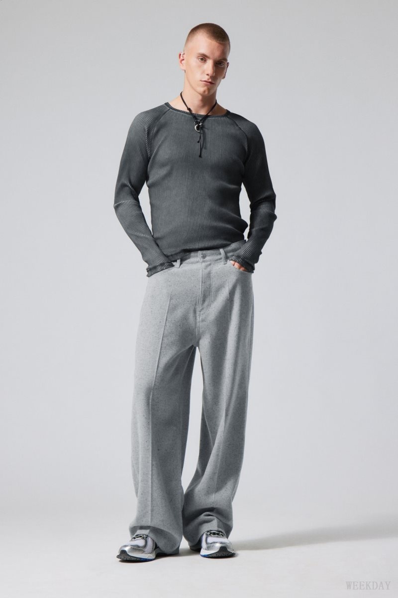 Weekday Astro Baggy Suit Trousers Light Grey | MWPI7195