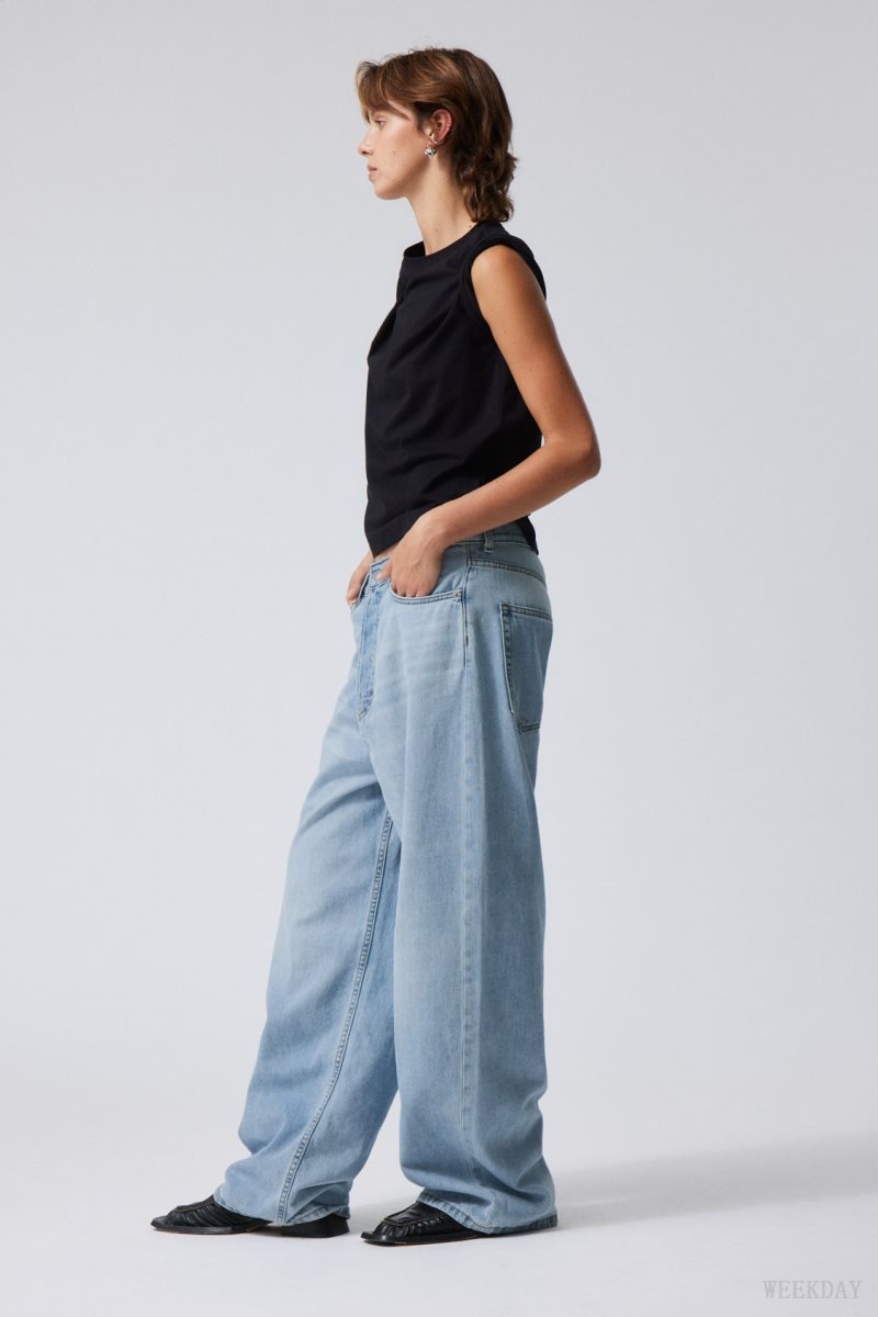 Weekday Astro Loose Baggy Jeans Blue | YZCG5587