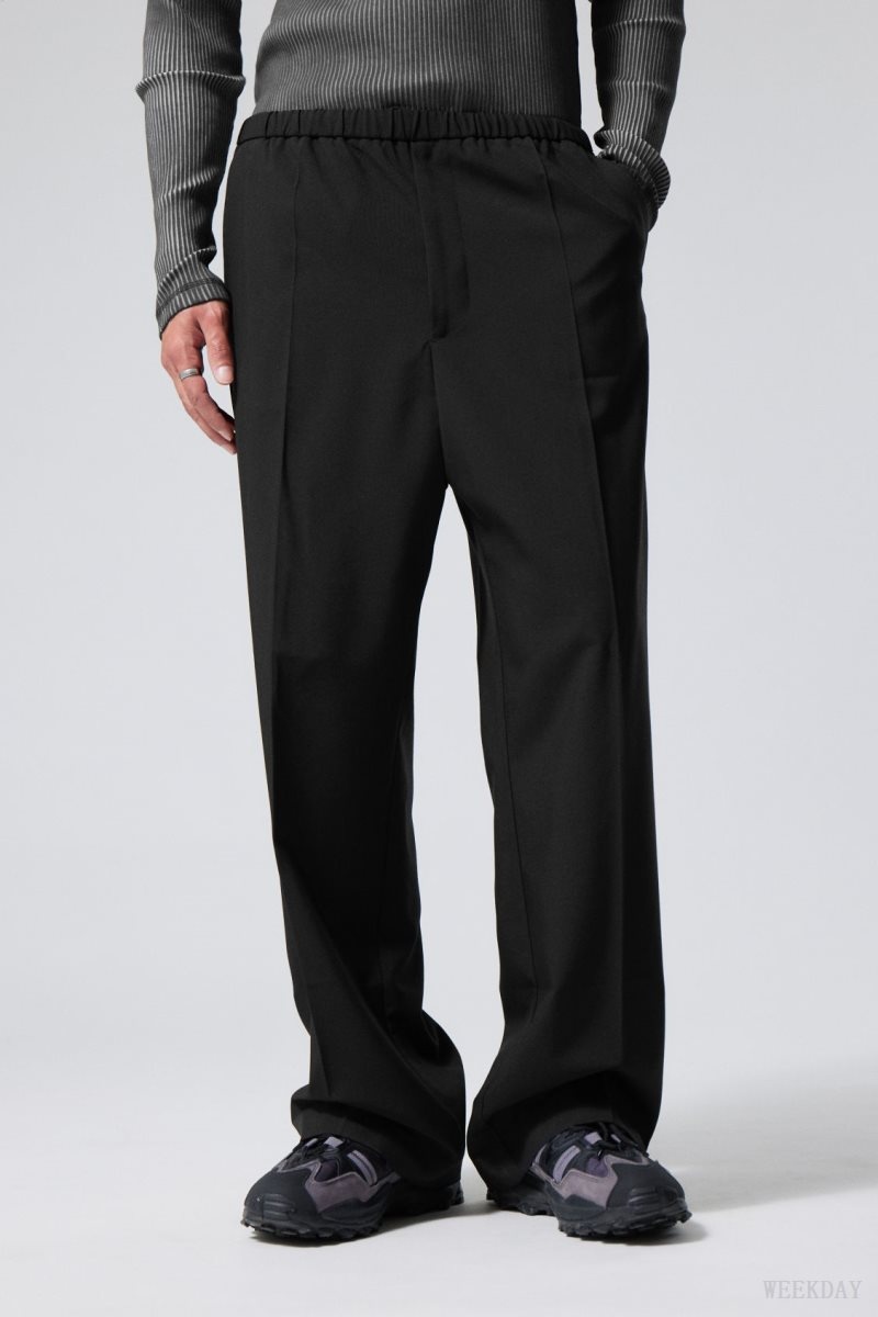 Weekday Axel Relaxed Suit Trousers Black | MICT3365