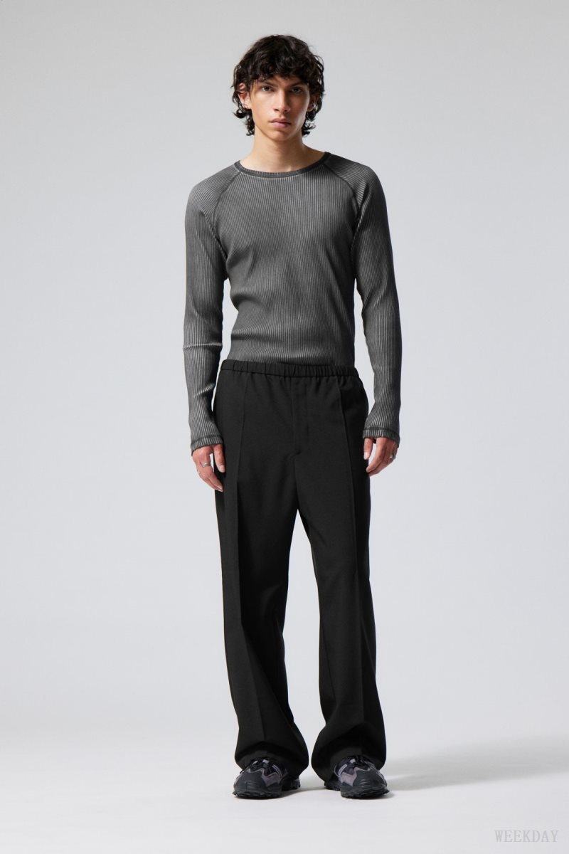 Weekday Axel Relaxed Suit Trousers Black | MICT3365