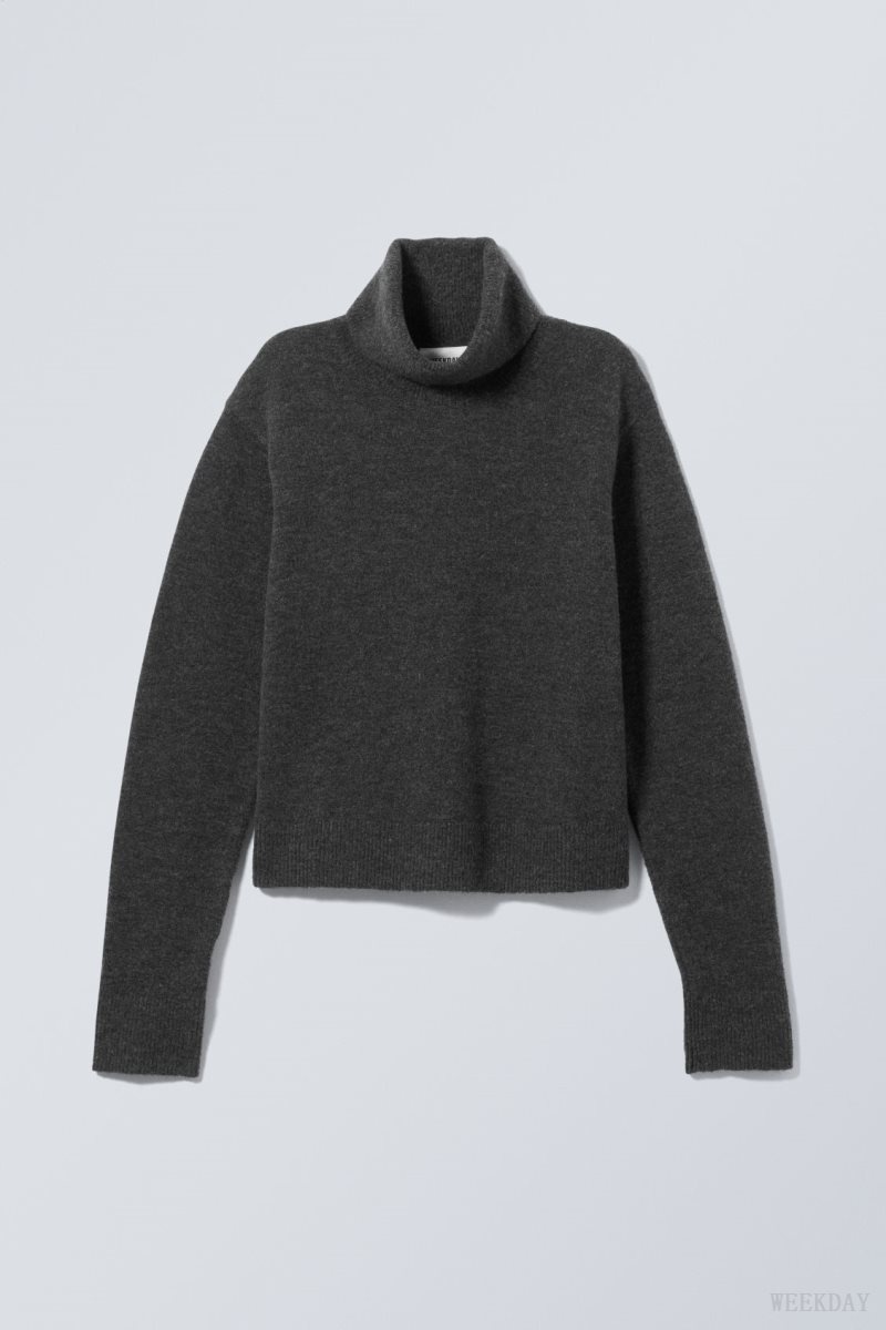 Weekday Ayla Knitted Turtleneck Dark Grey | SSKI5058