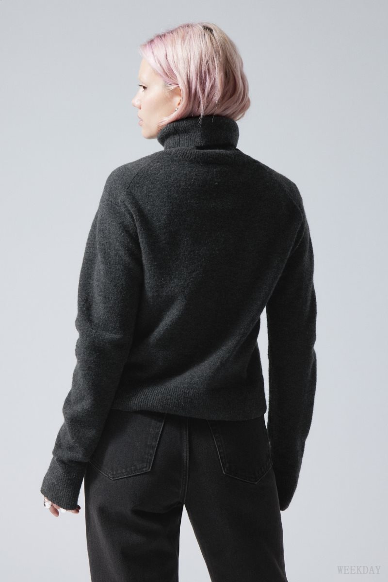 Weekday Ayla Knitted Turtleneck Dark Grey | SSKI5058