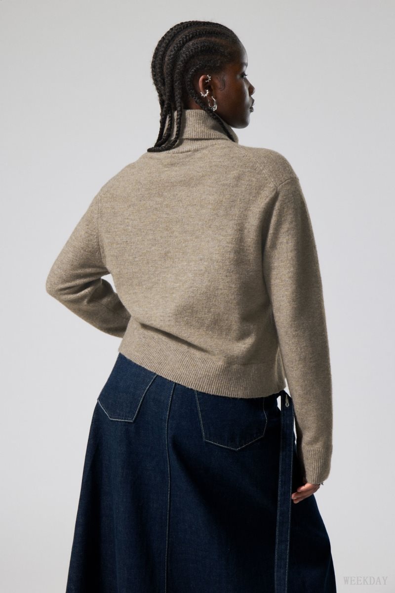 Weekday Ayla Knitted Turtleneck Dark Mole | ZJRF3295