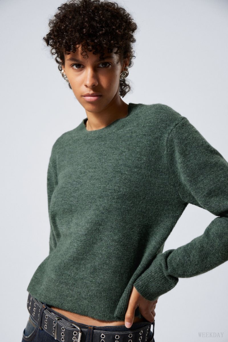 Weekday Ayla Sweater Dark Green | KPGJ9078