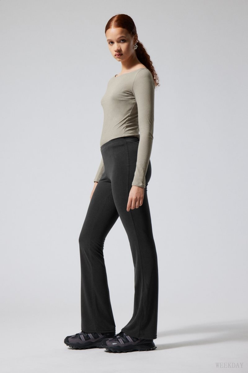 Weekday Bea Jersey Trousers Black | YIDK9021